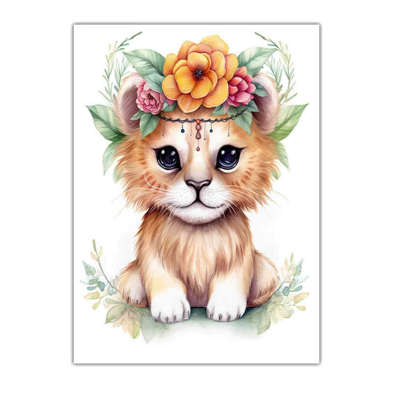 Nursery Animal Canvas Wall Art – Otter Lion Monkey Kids Room Nursery Canvas Print Peaceful Pleasures Health and Wellness 01 40x50cm No Frame China Mainland