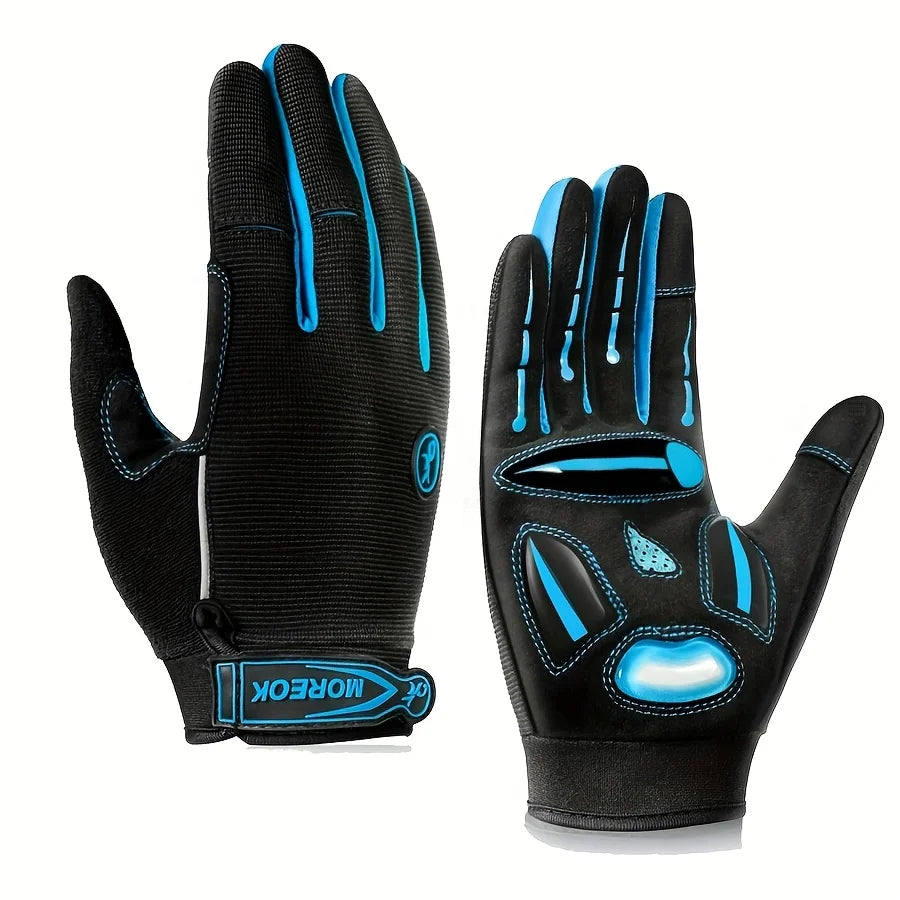Men's & Women's Road & Mountain Bike Gloves with Touchscreen Function, Reflective Full-Finger Design for Outdoor Cycling Peaceful Pleasures Health and Wellness Blue L
