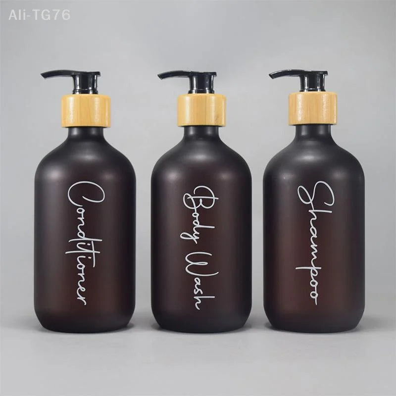 Frosted Refillable Soap Dispenser Set – Shampoo & Lotion Bottles