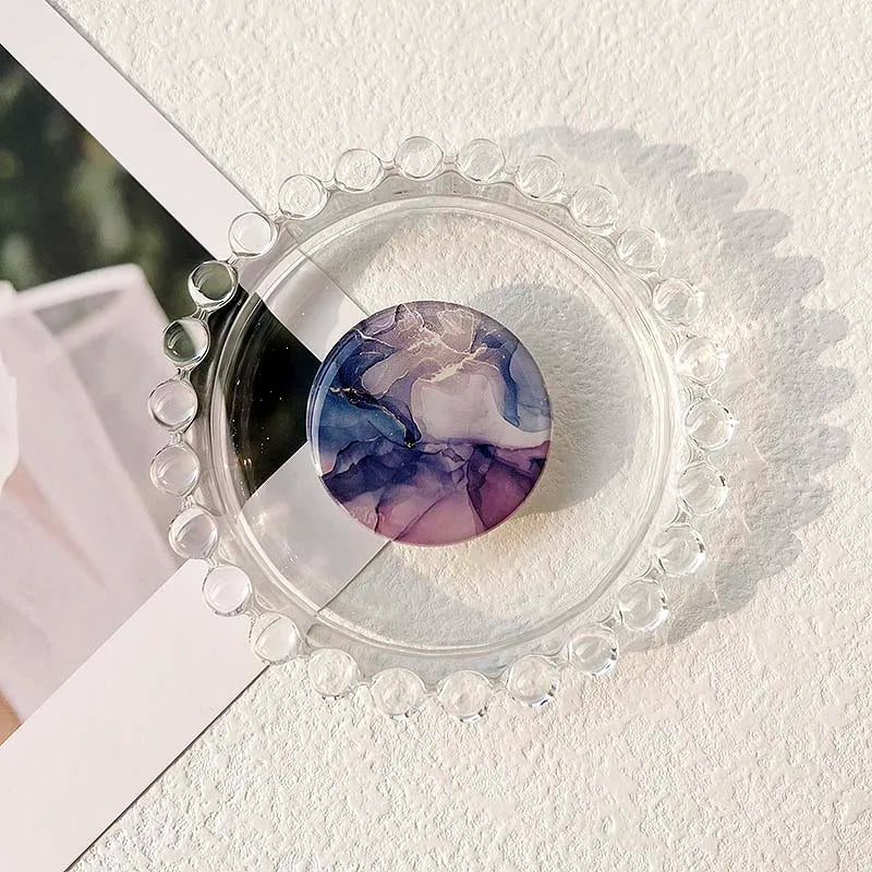 Socket Grip Tok Acrylic Glue Material High Quality Transparent Folding Stand Marble Pattern Phone Holder Foldable phone grip Peaceful Pleasures Health and Wellness P193-10