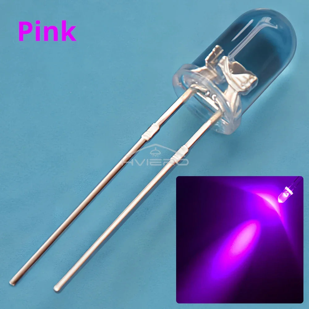 100pcs 5mm LED Diodes – Super Bright Water Clear DIY Bulbs