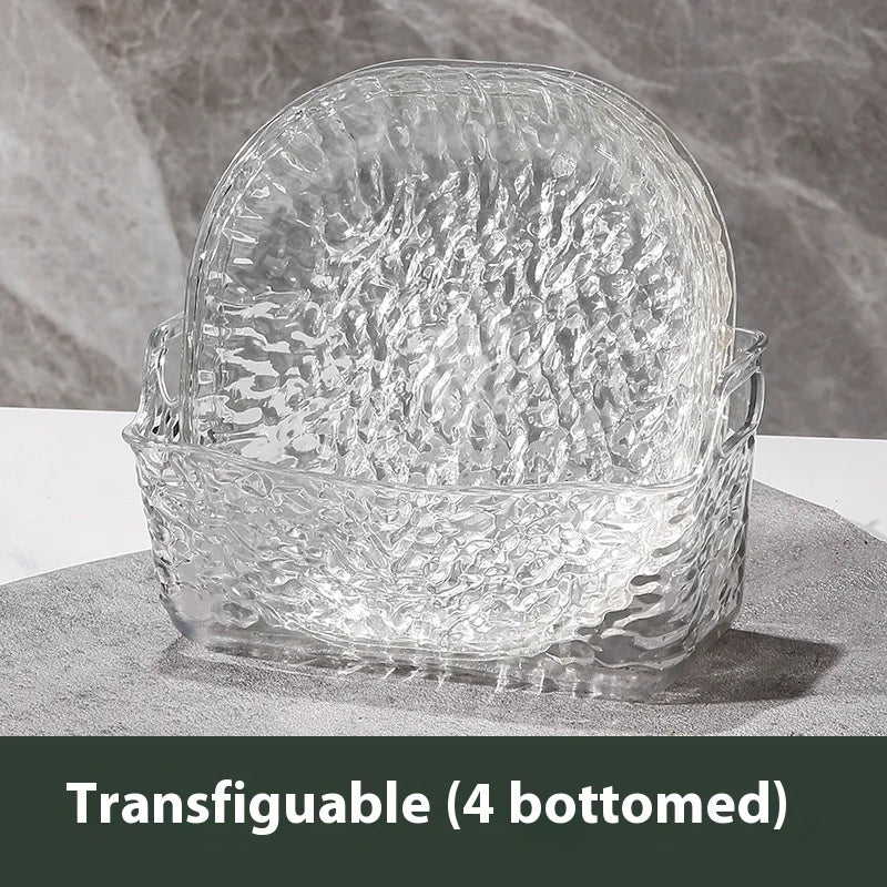 Light luxury plastic household bone spitting dishes, dining tables, garbage bone plates, small dish plates, fruit snacks, dried Peaceful Pleasures Health and Wellness Transparent Set 1