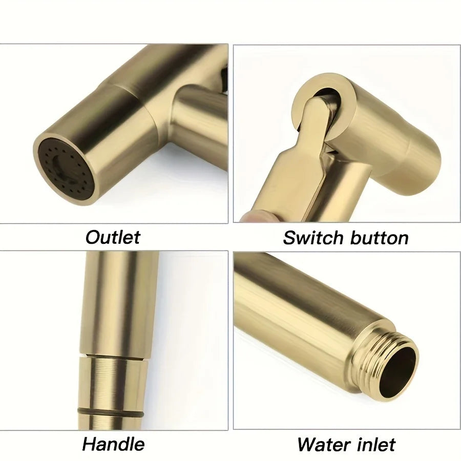 Gold 3-Piece Bidet Spray Set | Stainless Steel Bathroom Kit