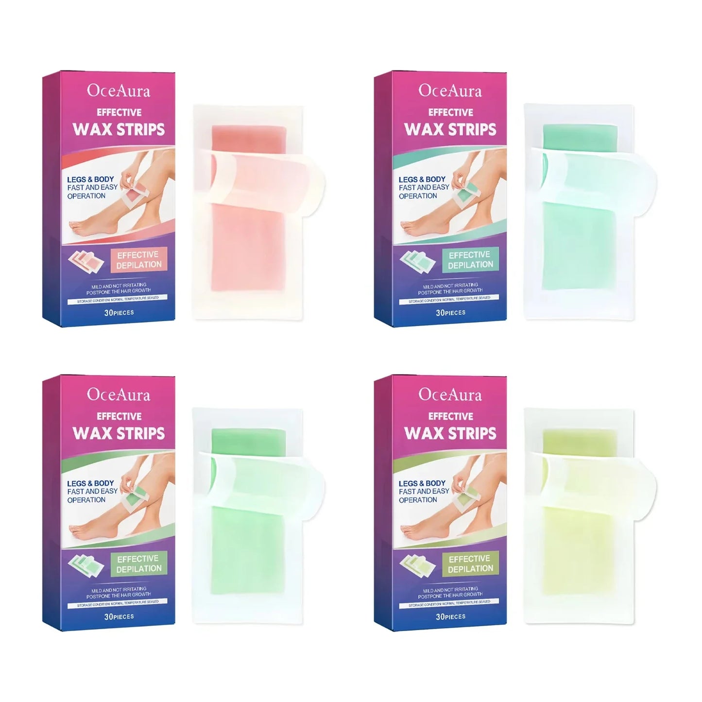 OceAura Cold Wax Strips – Body & Facial Hair Removal 30pc