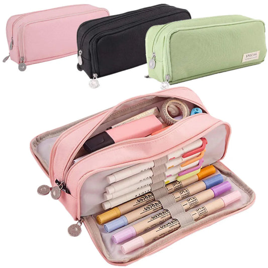 Large 3-Compartment Pencil Case | School & Office Pen Organizer Pencil Case Organizer Peaceful Pleasures Health and Wellness
