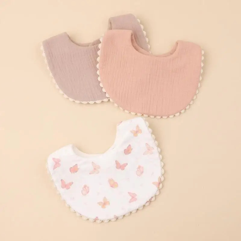 Baby Burp Cloths & Drool Bibs Set of 3 – Soft Cotton Newborn