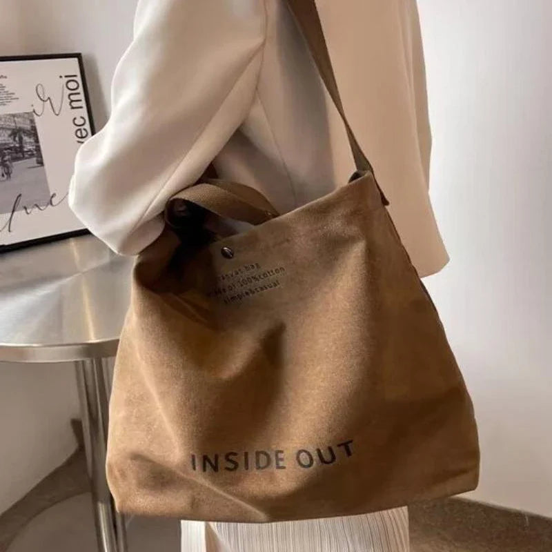 Beige Canvas Tote Bag – Large Capacity Shoulder Bag | JETTING