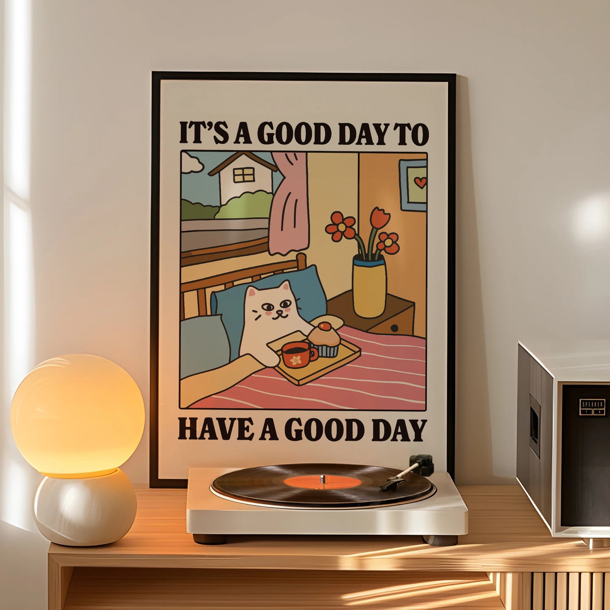 Good Day To Have A Good Day Cartoon Cat Wall Art Prints Canvas Painting Poster Picture For Living Children Room Home Decor Gift Peaceful Pleasures Health and Wellness