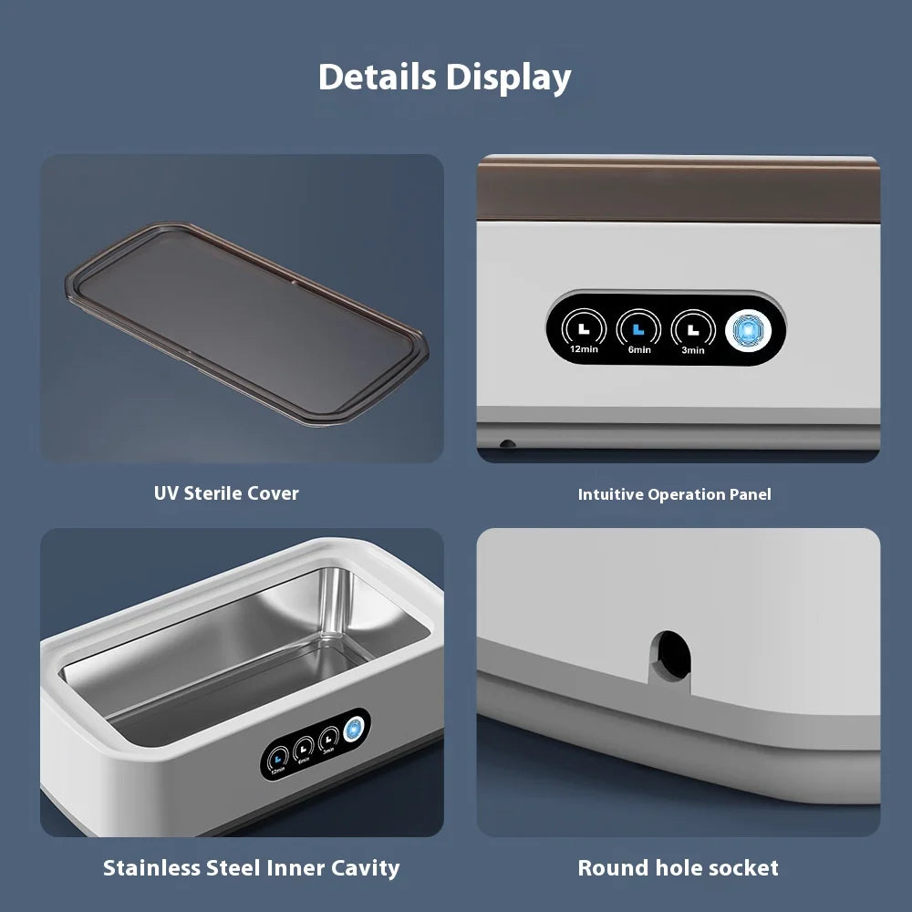 Ultrasonic Cleaner Machine Eyeglass 650ml Mini High-frequency Vibration Cleaning For Glasses Jewelry Denture Pacifier Peaceful Pleasures Health and Wellness