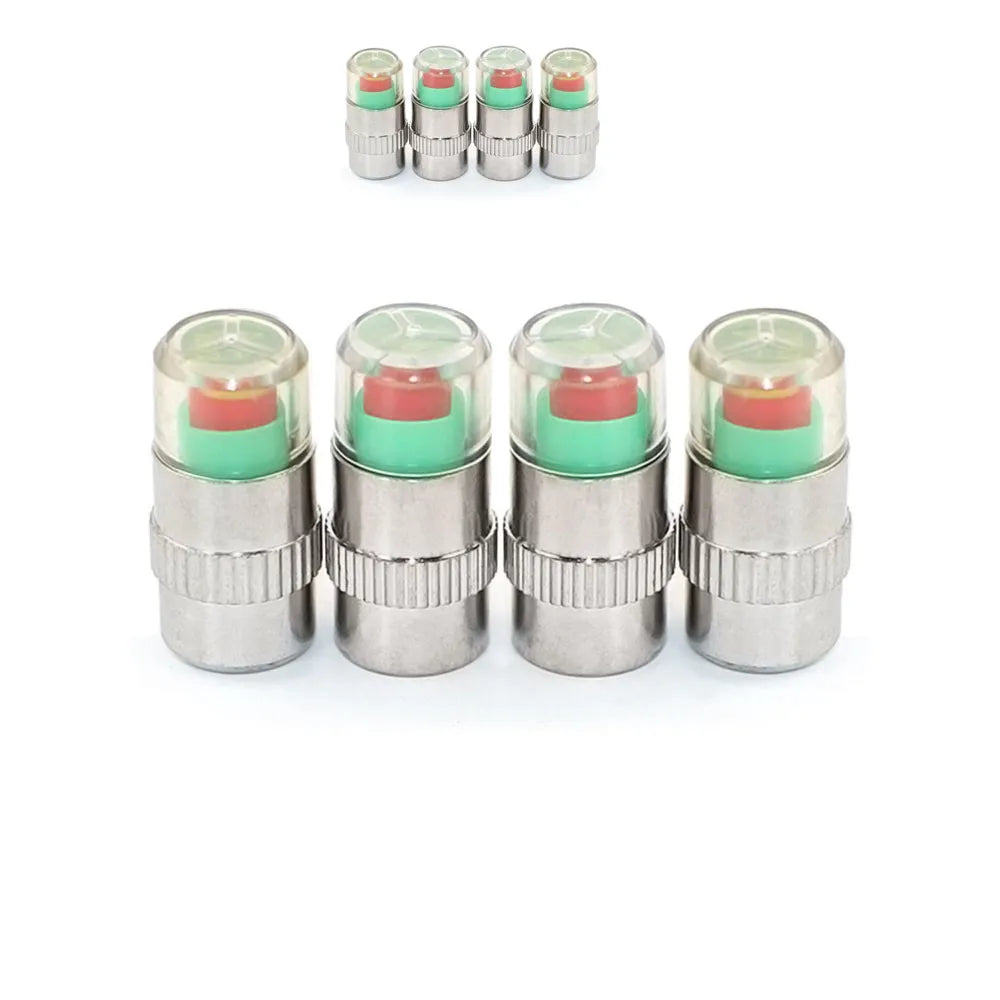 Tire Pressure Valve Stem Caps – 3-Color Alert, 4 or 8 Pack