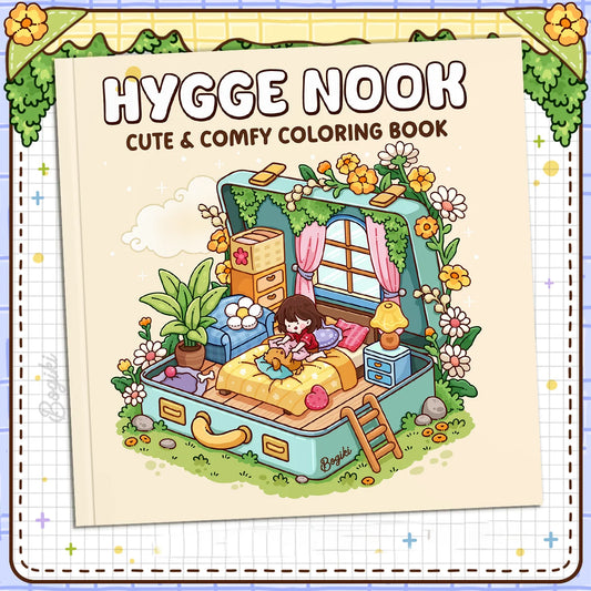 HYGGE NOOK Adults Teens Coloring Books Featuring Comfortable Places Peaceful Pleasures Health and Wellness as picture