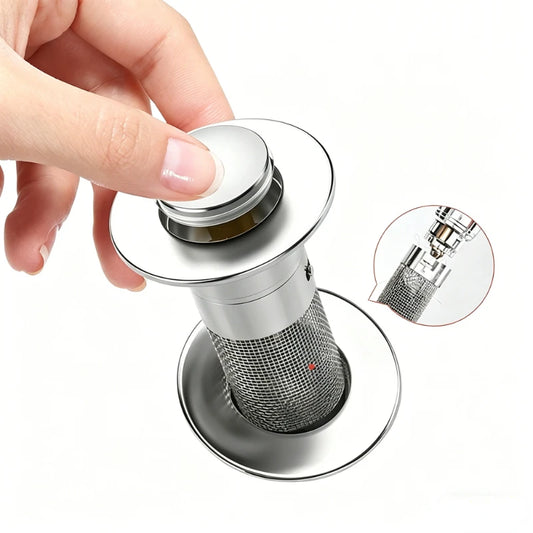 1PCS Washbasin Leak Plug Stainless Steel Odor Proof Bouncing Core Press Type Sink Drain Universal Accessory for Washbasin Peaceful Pleasures Health and Wellness