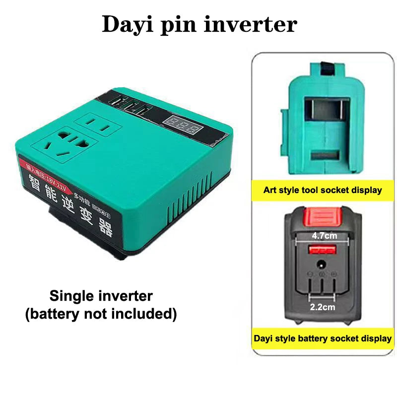 New Multi Function Lithium Battery Inverter DC 18-21V To AC 220V Outdoor Work Inverter With USB Intelligent Fast Charging Peaceful Pleasures Health and Wellness A1