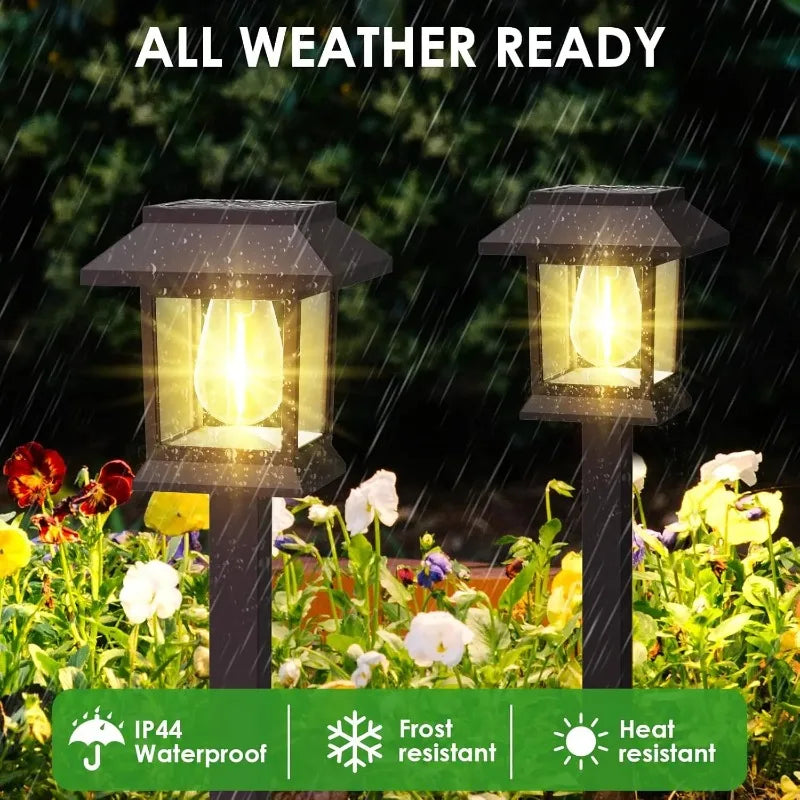10-Pack Solar LED Spike Lights | Warm Garden Landscape Lamps
