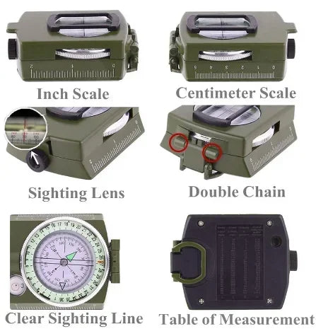 K4580 Military Compass | Multifunctional Outdoor Survival Tool Military Survival Compass Peaceful Pleasures Health and Wellness