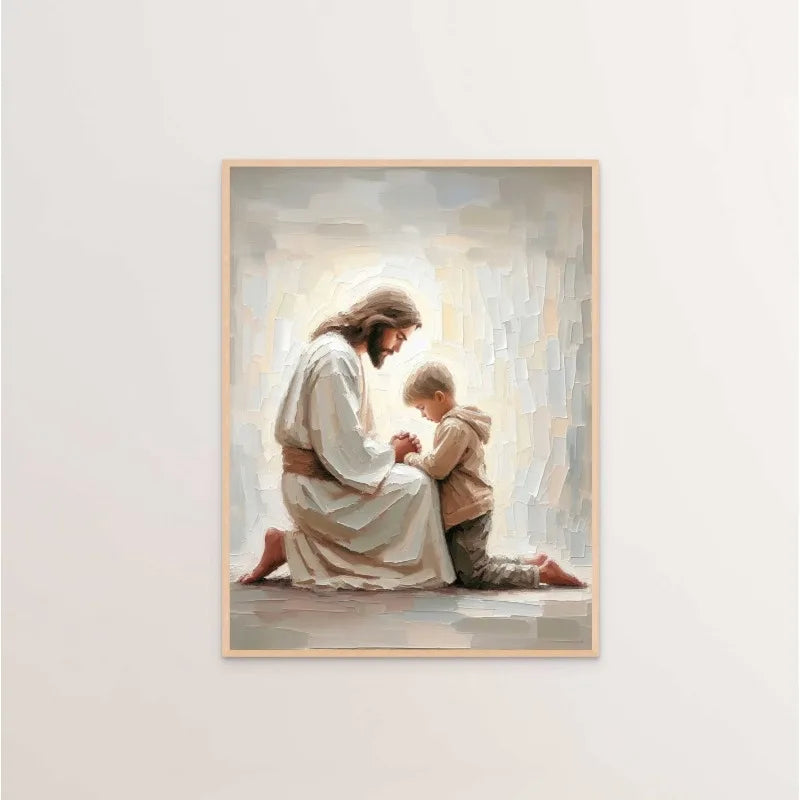 (1pc frameless)Modern Christian Believer Poster Jesus Praying Shepherd Bible Verse Easter Canvas Painting Wall Art for Kids R Peaceful Pleasures Health and Wellness WO2090-4 50x70cm Unframed