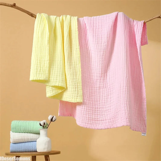 6-Layer Pure Cotton Baby Bath Towel & Swaddle Wrap 105cm Baby Bath Towel Peaceful Pleasures Health and Wellness
