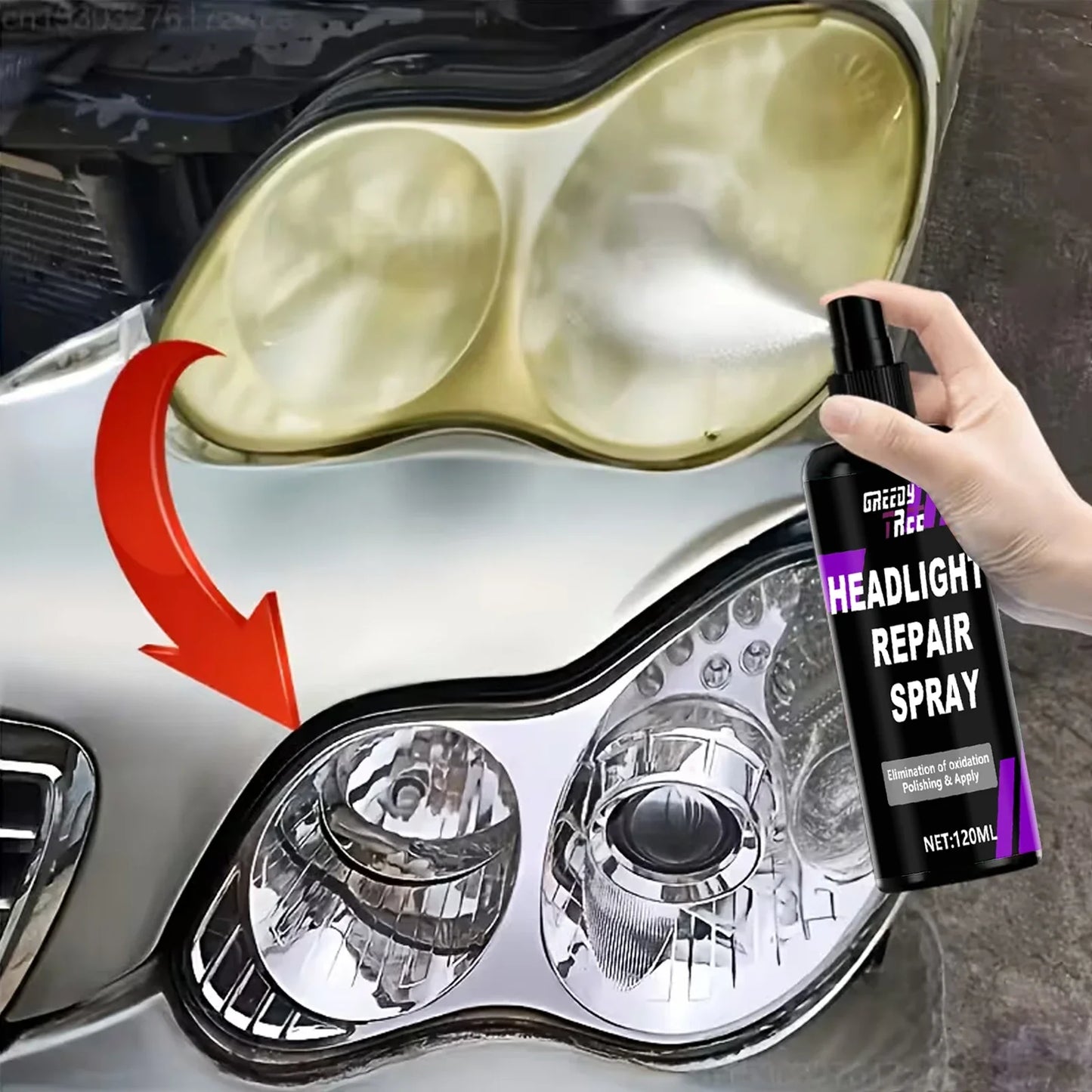 Ceramic Headlight Restoration Spray Kit 4.05oz – Removes Yellowing