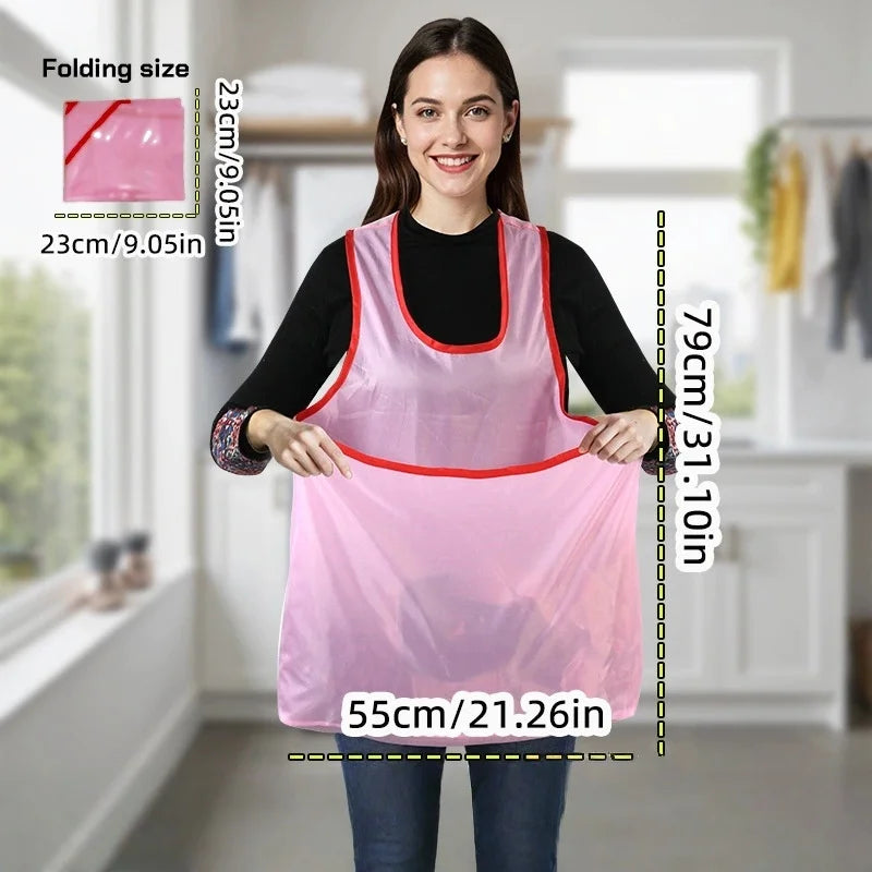 Clothes Drying Apron, Woman Laundry Apron with Bag Portable Laundry Drying Apron Waterproof Lightweight Drying Apron Peaceful Pleasures Health and Wellness