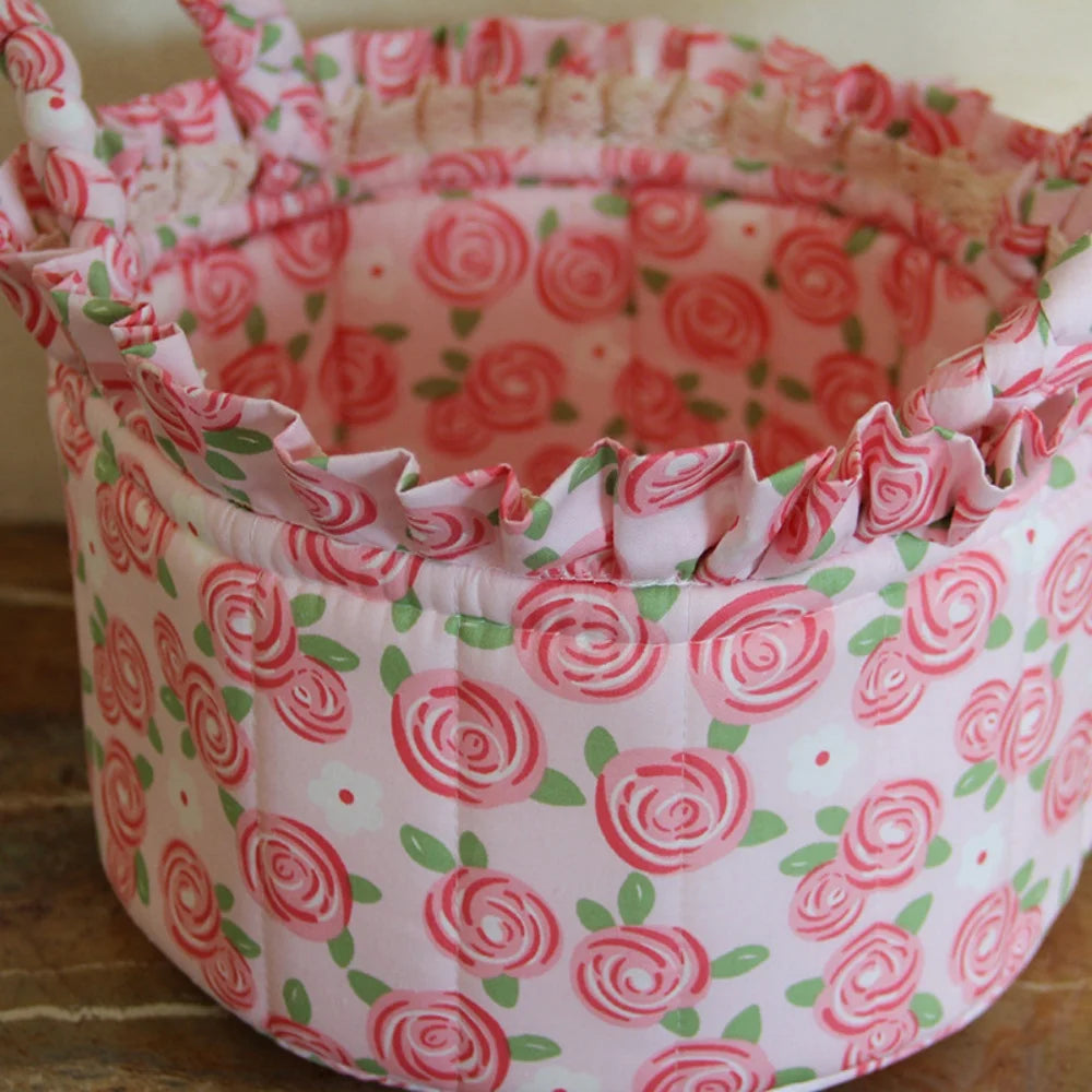 Korean Pastoral Fabric Storage Basket Sundries Toy Cosmetic Storage Box Cute Floral Underwear Organizer Furniture Decoration Peaceful Pleasures Health and Wellness