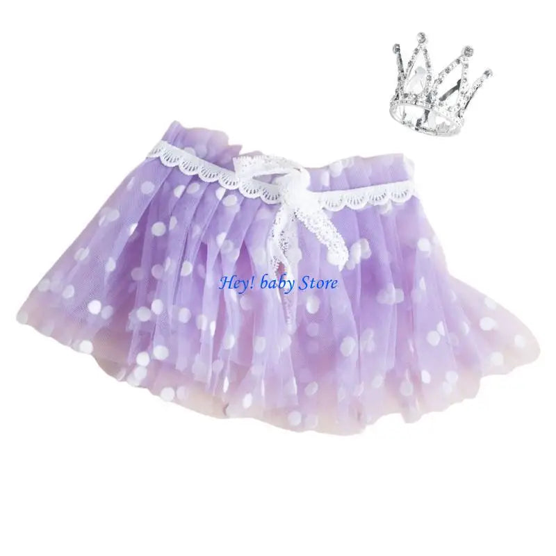 Newborn Photography Props – Lace Skirt & Crown Set (0–6M)