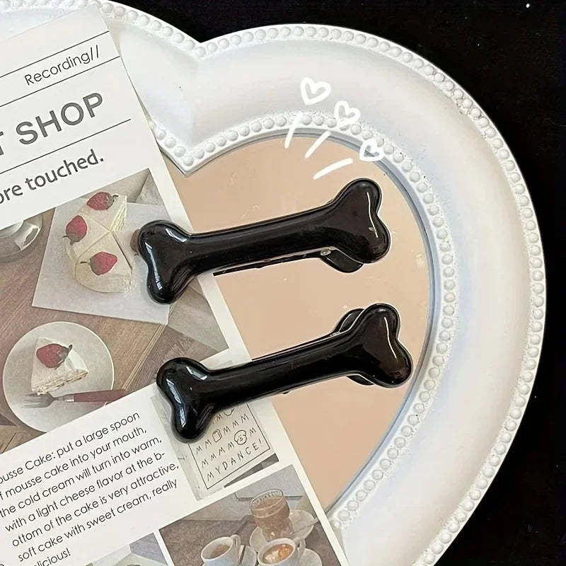 2 PCs Cute Solid Color Bone Shape Barrettes Cute Hair Clips Stylish Barrettes Suitable for Daily Use Barrettes Peaceful Pleasures Health and Wellness