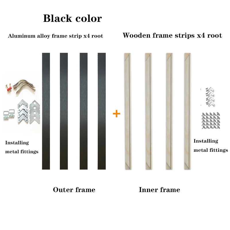 Aluminum Metal Modern Oil Paintings Frame, Floating and Wood Frame,Metal Canvas Prints, Painting Bars for Wall Art, DIY Peaceful Pleasures Health and Wellness black customized