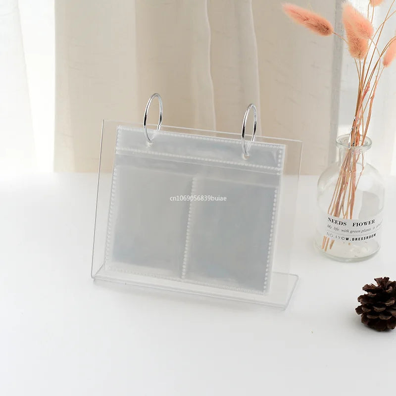 Tabletop Photo Frame Photo Album 68 Pockets Desk Calendar Album Mini Poster Frame Acrylic Display Sign Holder Photocard Holder Peaceful Pleasures Health and Wellness