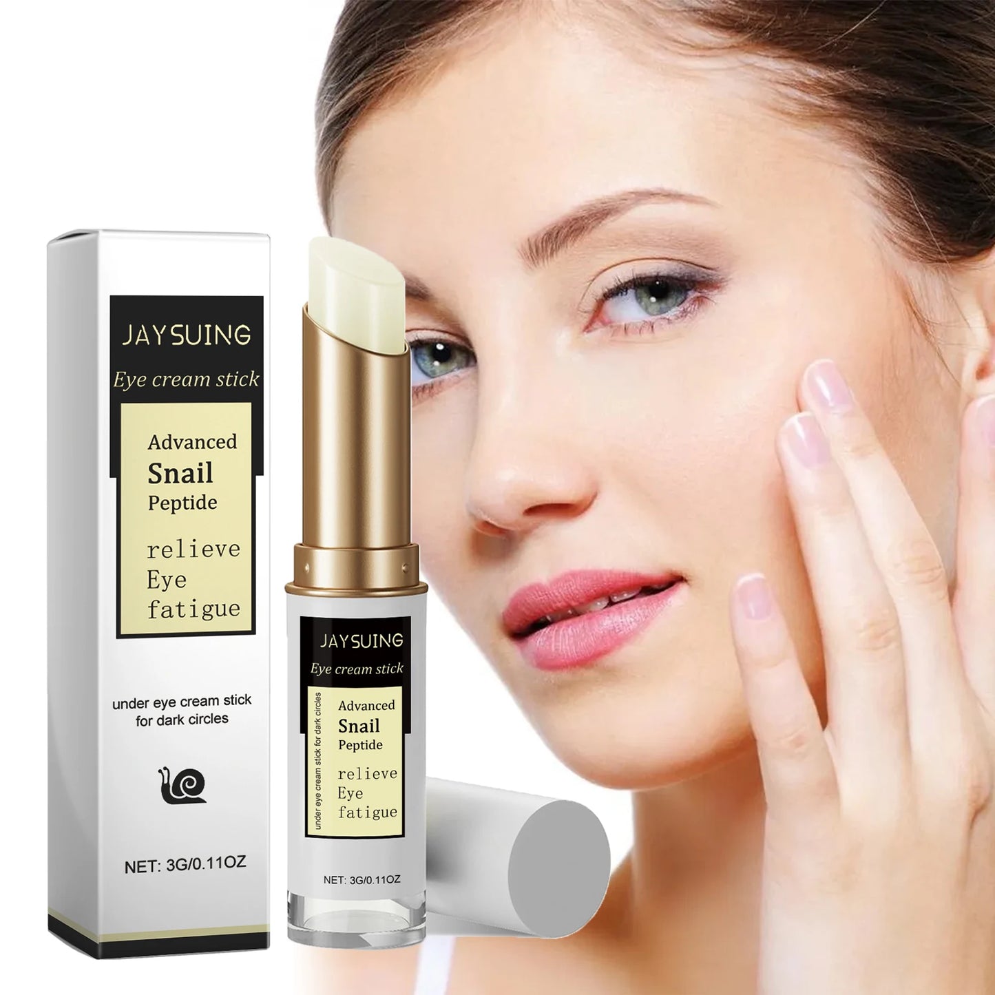 Snail Eye Cream Stick Anti-Puffiness Wrinkle Removal Fade Dark Circle Fine Lines Repair Moisturizing Firming Lightening Eye Care Peaceful Pleasures Health and Wellness