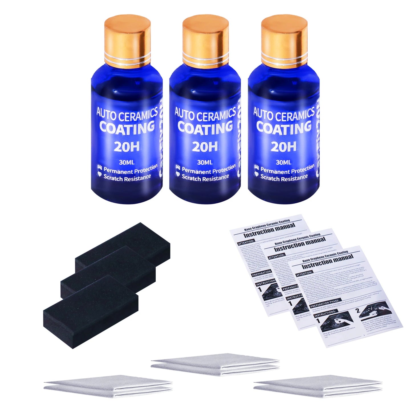3PCS 20H Ceramic Coating Polishing Wax Super Hydrophobic Paint Care Durability Anti-Corrosion Plated Crystal Car Liquid Glass Peaceful Pleasures Health and Wellness
