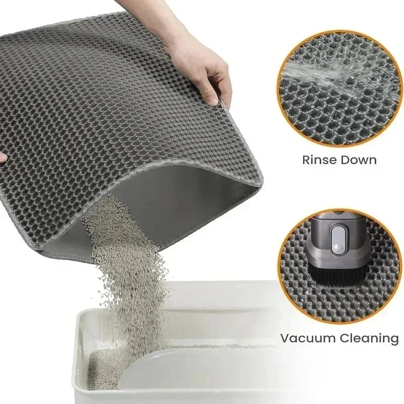 Cat Litter Mat Waterproof Double Layer Pet Litter Box Mat Pet Toilet Cat Mat Nonslip Sand Cat Washable Mat Pet Clean Peaceful Pleasures Health and Wellness