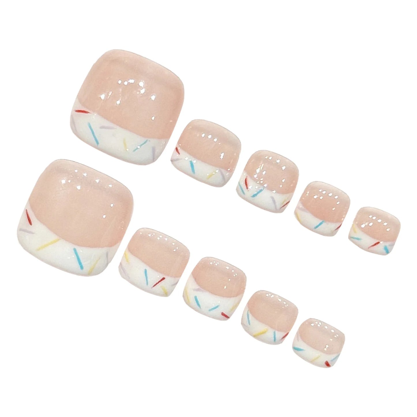 French Press-On Toenails Crystal Nude Pink – 12pc Set