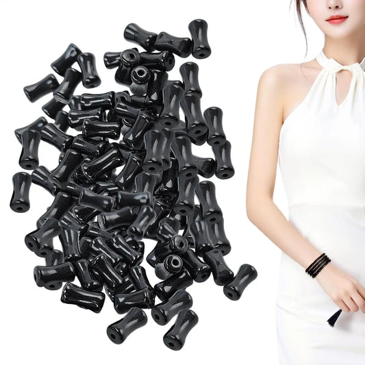 50pcs 8mm Black Bamboo Glass Spacer Beads for DIY Jewelry Making Glass Spacer Beads Peaceful Pleasures Health and Wellness
