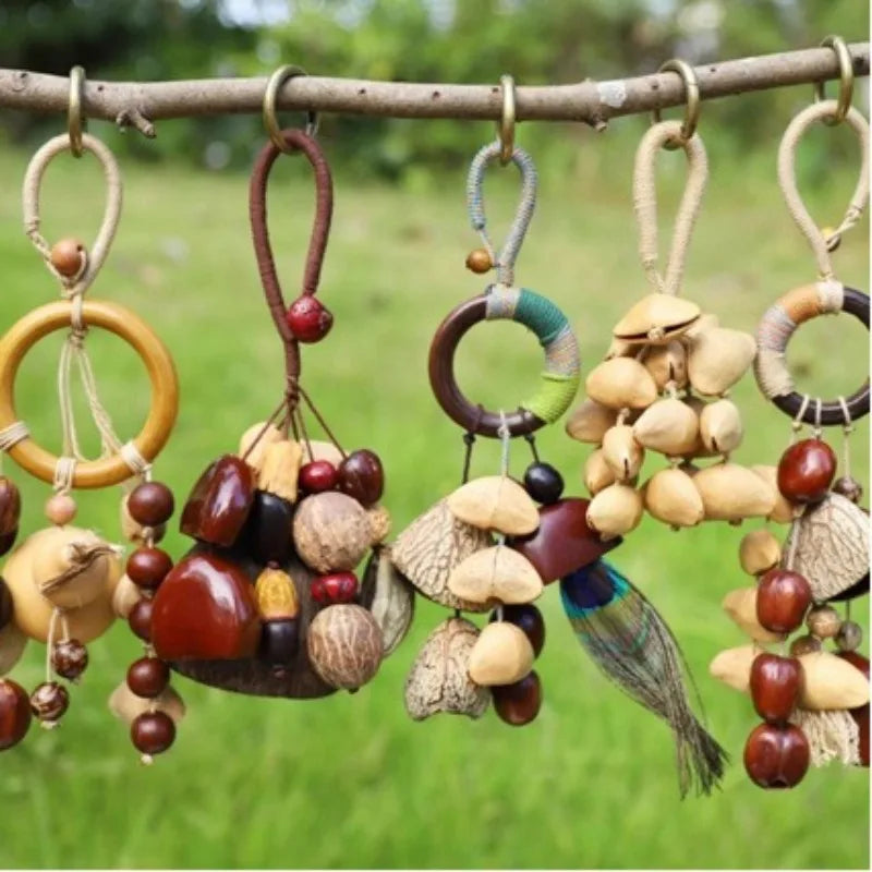 Plant Seeds Nutshell Rattle Bag Hanging Handmade Wind Chimes Healing