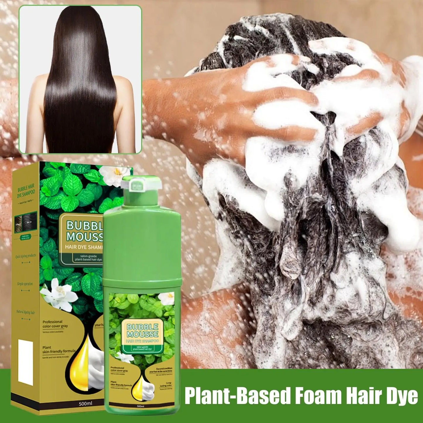 Natural Plant Herbal Hair Dye Shampoo – Cover Gray in 5 Min