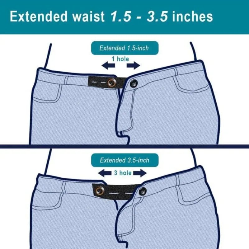 Black Waistband Extender Buckle – Elastic Adjustable Pant Button
