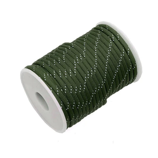 Outdoor Multi-functional 7-core Umbrella Rope Highly Reflective Rope Bracelet Woven Rope Tent Canopy Pull Rope Peaceful Pleasures Health and Wellness Army green 100m