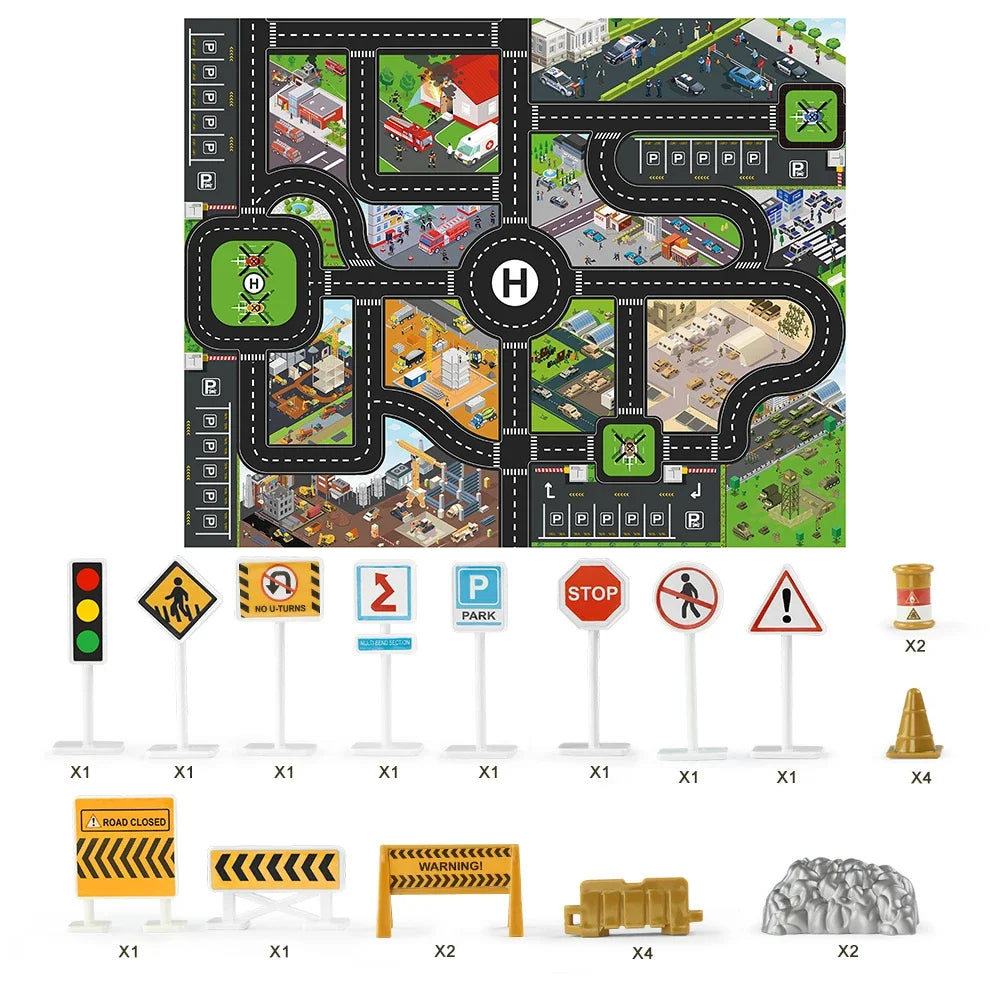 Large City Road Map DIY Scene Signs Car Parking Lot Game Children
