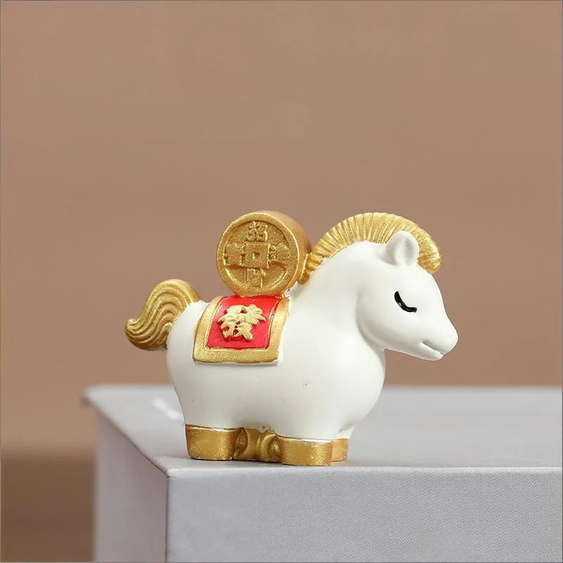 Red Resin Horse Figurine | Chinese Zodiac Good Luck Ornament