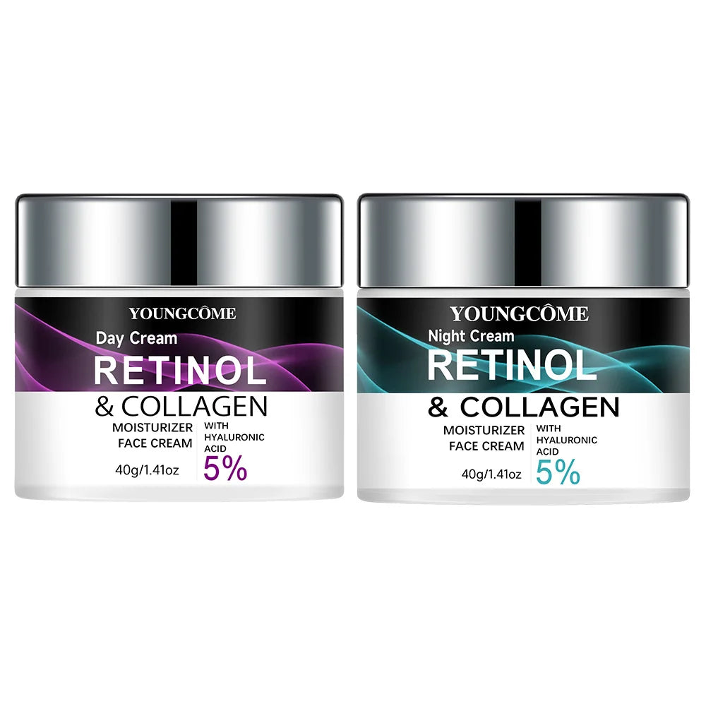 Retinol & Collagen Day Night Moisturizer with Hyaluronic Acid - Hydrating Face Cream for Tender Skin | All Skin Types Organic Fo Peaceful Pleasures Health and Wellness 40-40g