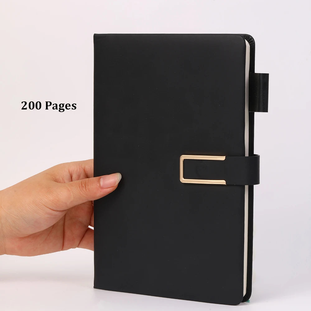 A5 Buckle Notebook Business Thick Meeting Office Record Book Pen Slot