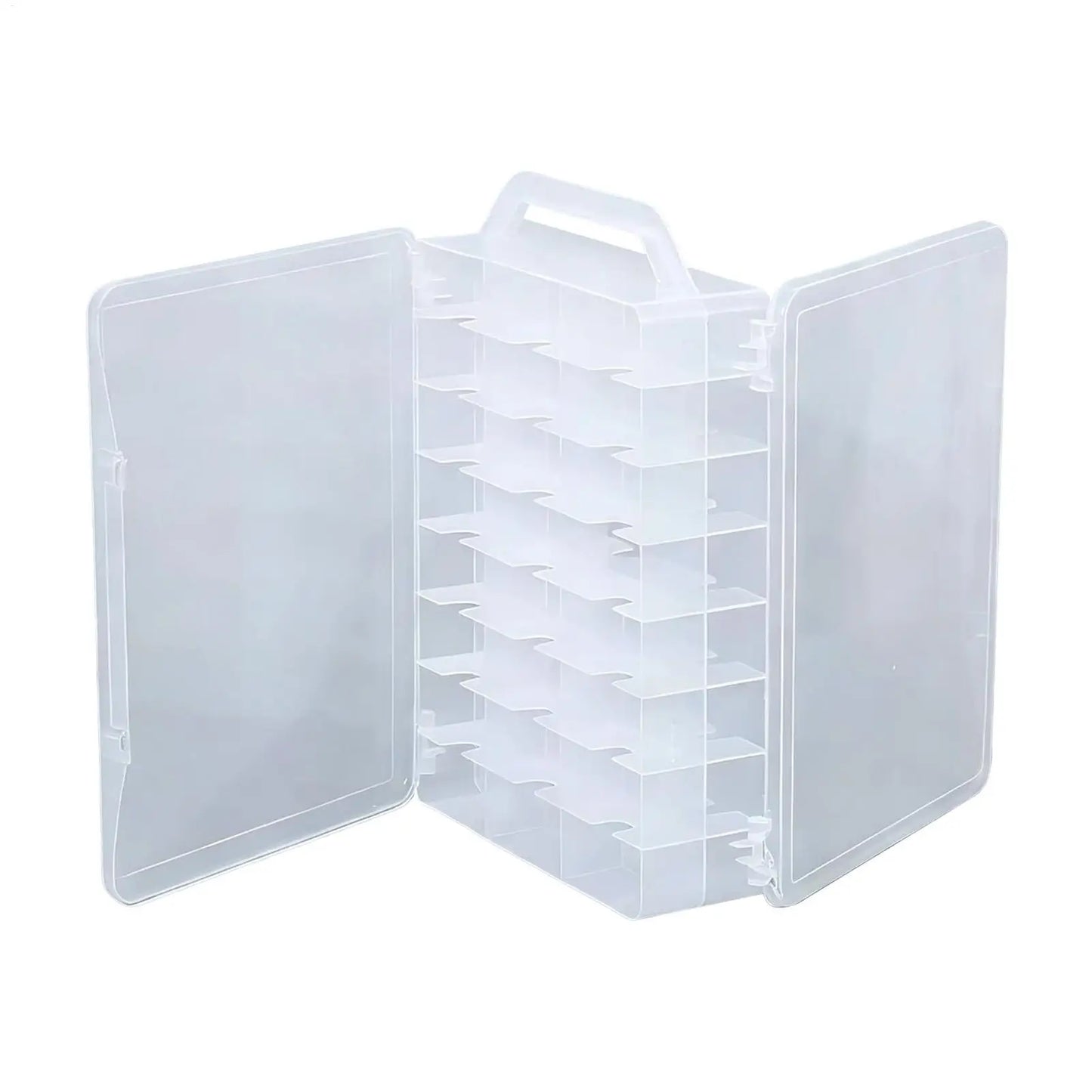 Clear 46-Compartment Double-Sided Storage Box with Handle