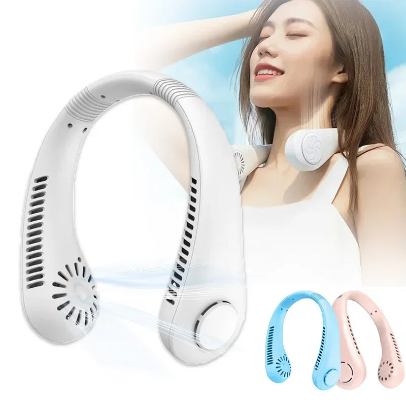Portable Bladeless Neck Fan – USB Rechargeable 3 Speed
