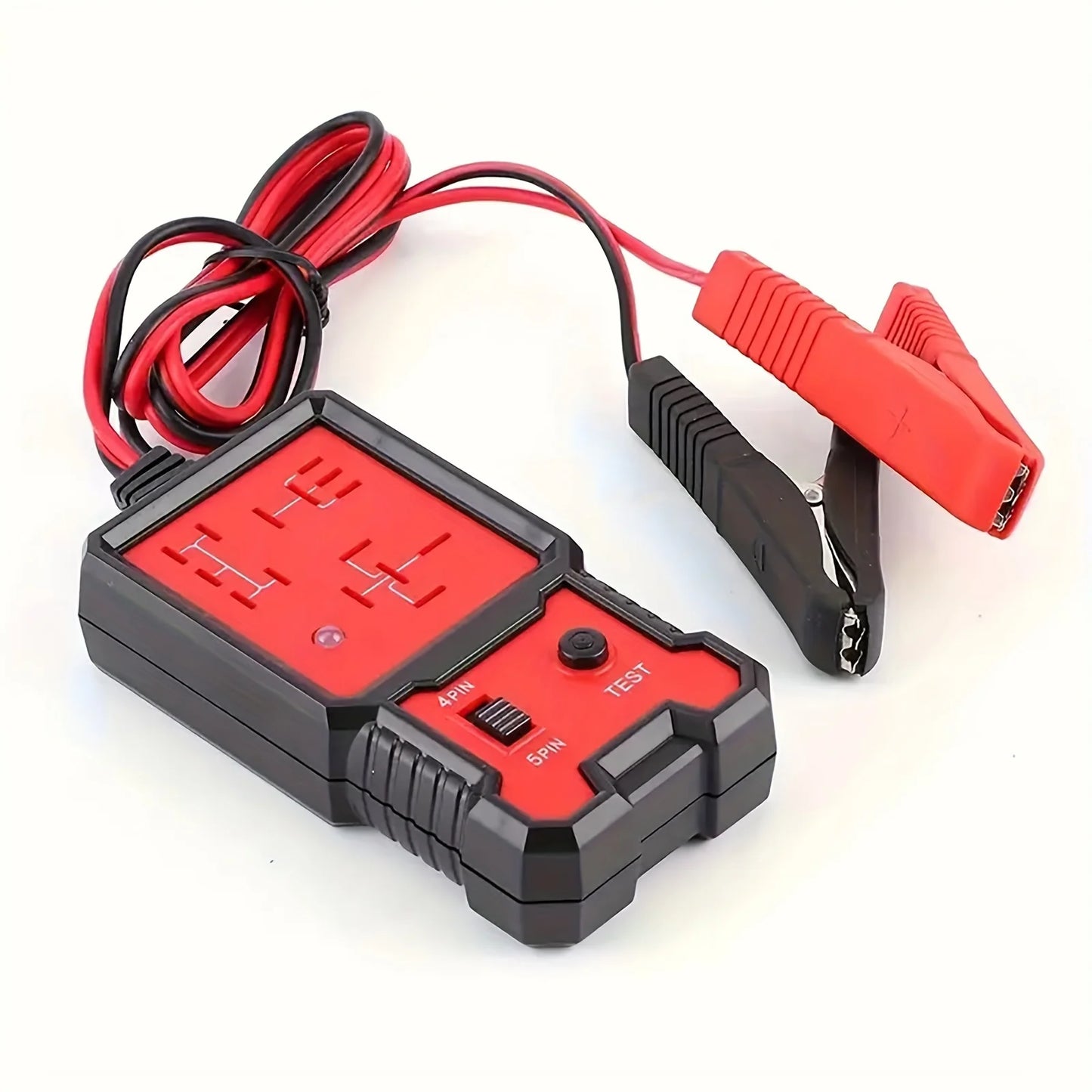12V 4-Pin and 5-Pin Universal Automotive Relay Tester with Battery Clamp, Automotive Repair Diagnostic Tool Circuit Detector Peaceful Pleasures Health and Wellness Red