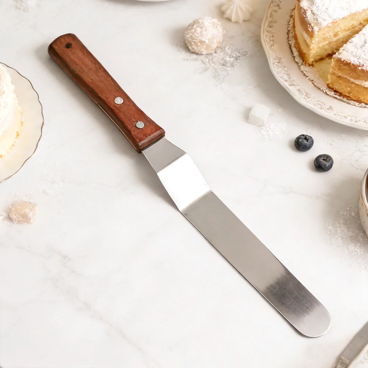 Icing Spatula, Stainless Steel Offset Cake Spatula with Wood Handle, Cake Decorating Spatula for Pizzas, Icing Cakes, Cheese Peaceful Pleasures Health and Wellness