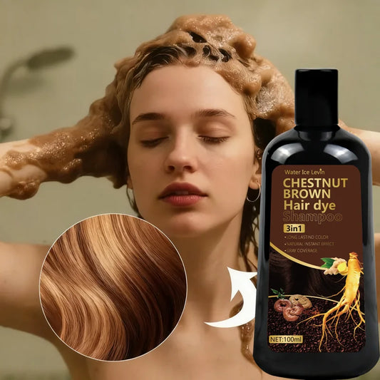 3-in-1 Chestnut Brown Hair Dye Shampoo – Gray Coverage | Ginger Hair Dye Shampoo Peaceful Pleasures Health and Wellness