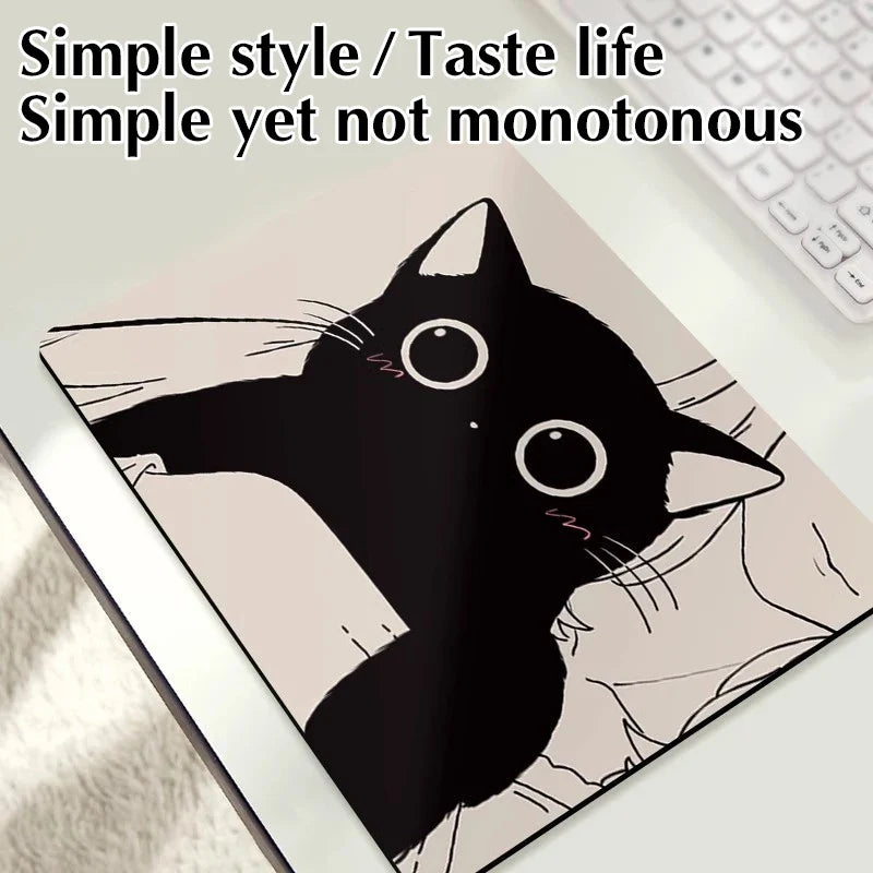 Black Cat Mousepad – Non-Slip Natural Rubber Desk Mat