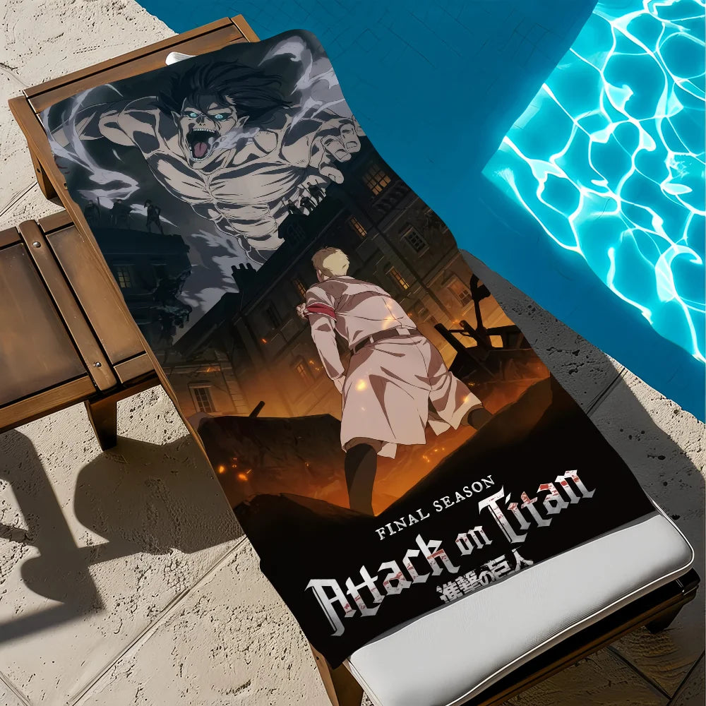 Attack on Titan Anime Beach Towel – Quick Dry & Soft Anime Beach Towel Peaceful Pleasures Health and Wellness z7 STJ150x260CM