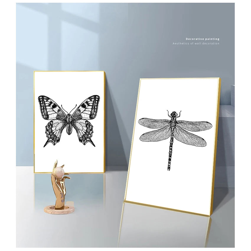 Black & White Insect Bug Canvas Wall Art Print | Unframed Poster
