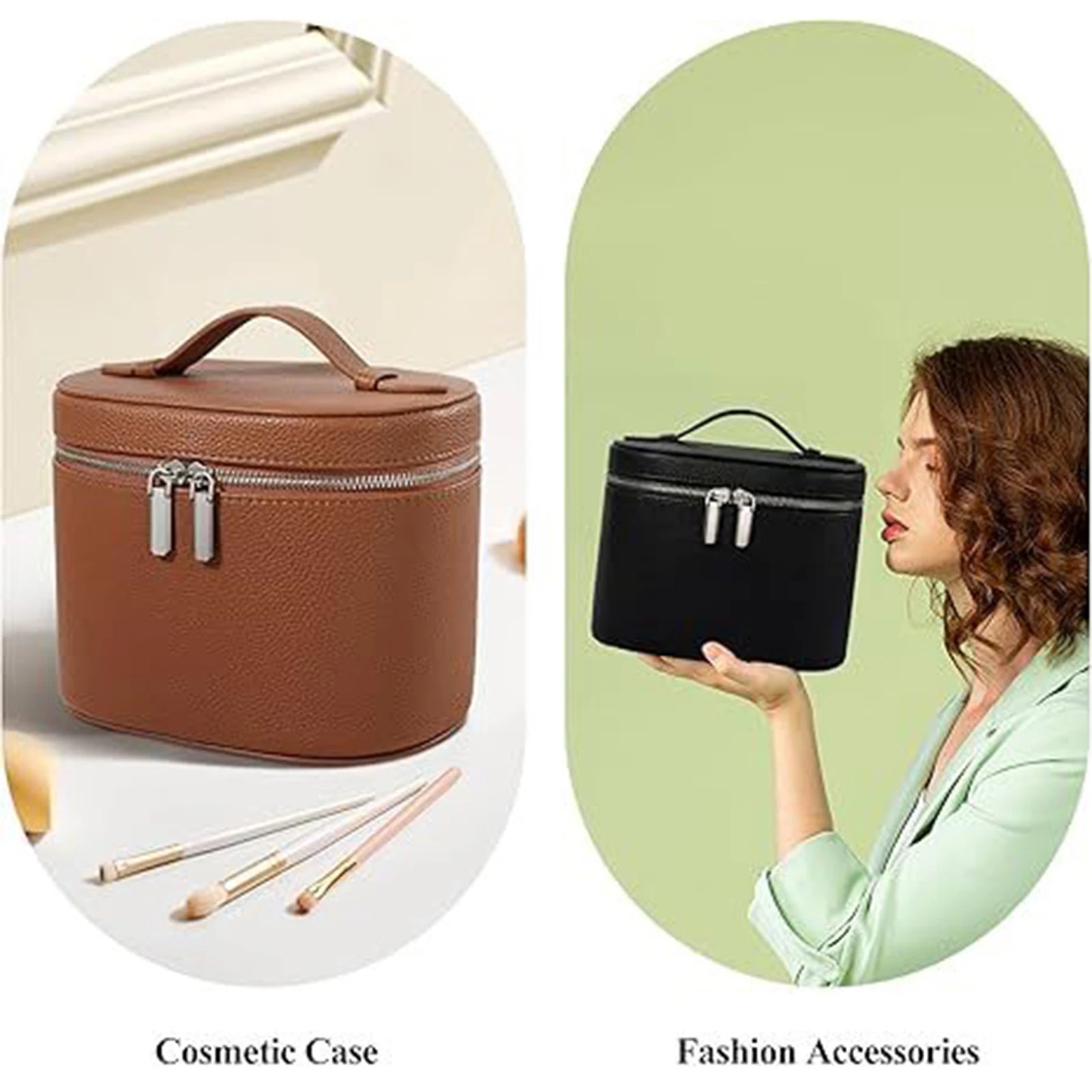 PU Leather Large Capacity Detachable Makeup Bag Travel Cosmetic Organizer Handbag For Women Peaceful Pleasures Health and Wellness